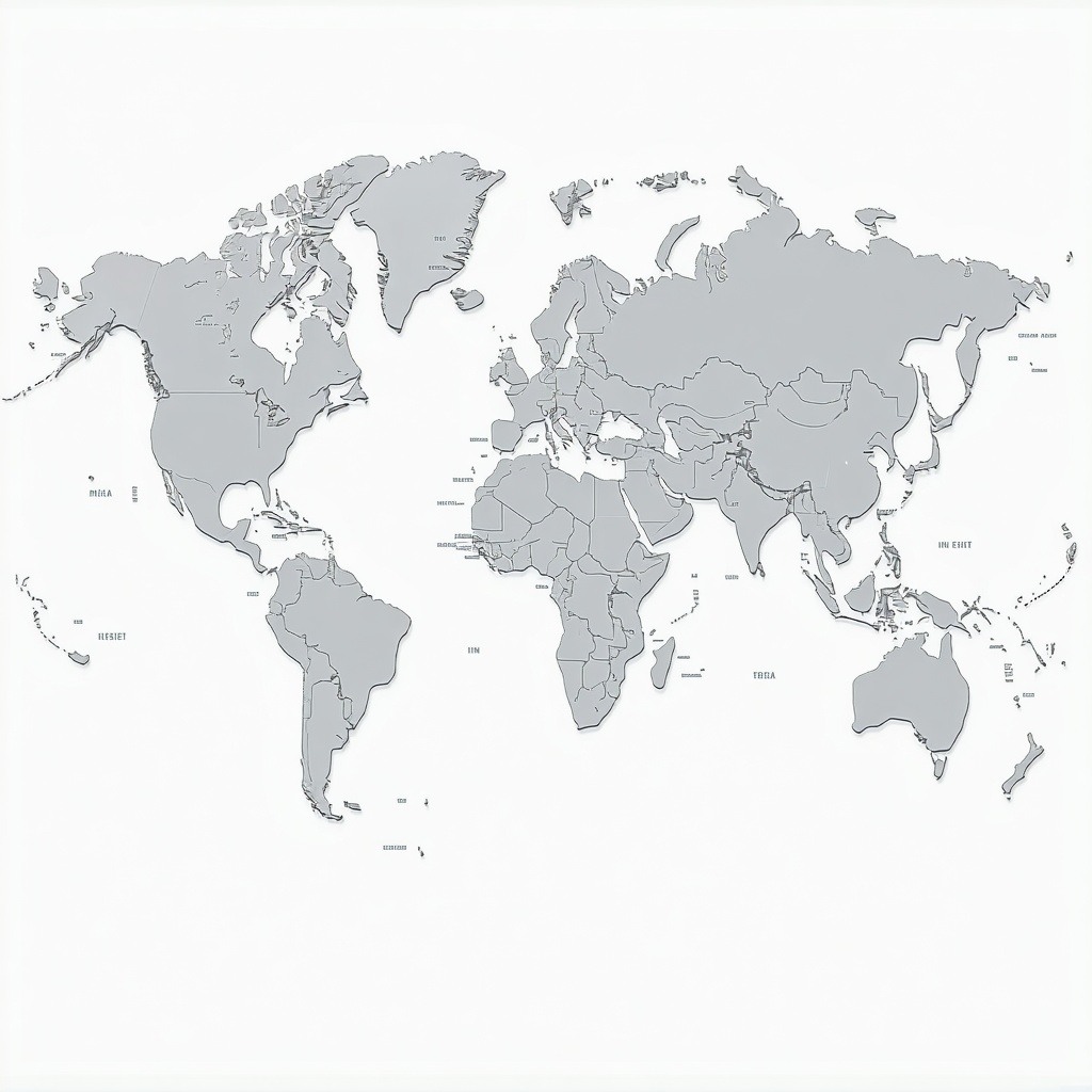 Minimalist world map with countries in light grey-1