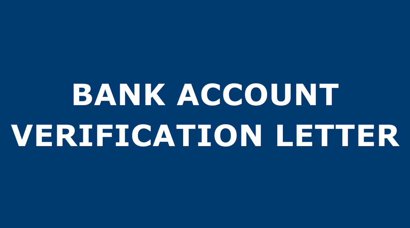 BANK ACCOUNT VERIFICATION LETTER